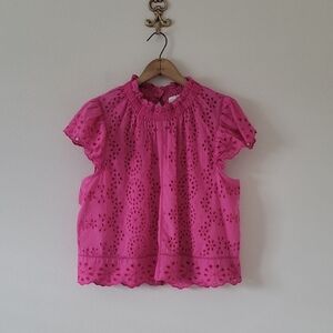 Jennifer & Grace Pink Eyelet Blouse Size Large